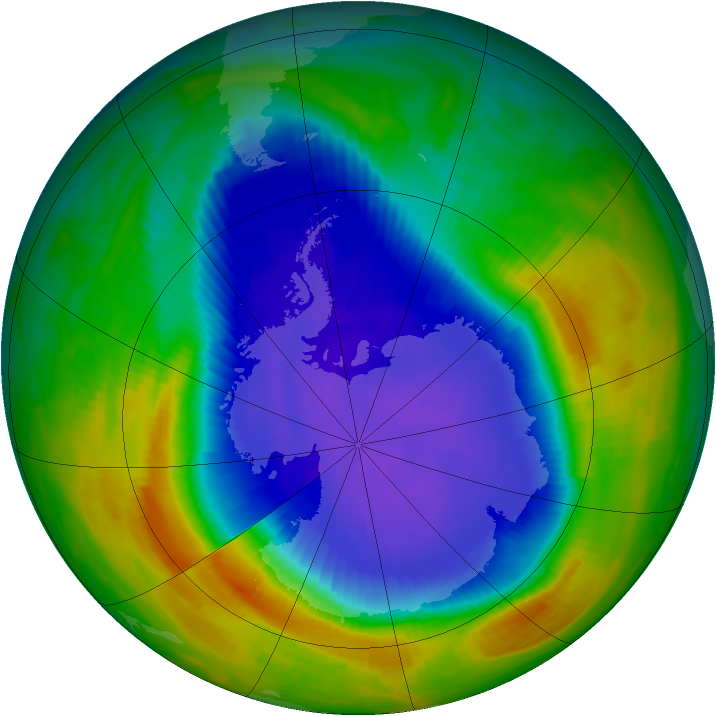 Antarctic ozone map for 13 October 1990